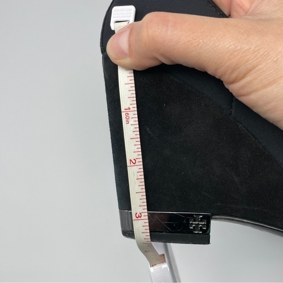 Tory Burch Astoria Black Lancaster Suede High Heel Wedge Pump - Picture 13 of 14